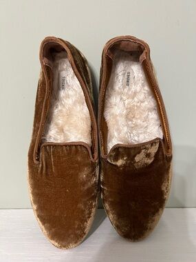 Birdies Starling Amber Velvet Faux Fur Lined Loafers Flats Slip On Size 8.5
